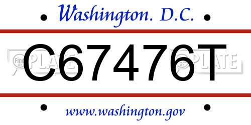 C67476T District Of Columbia License Plate
