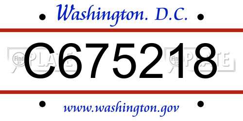 C675218 District Of Columbia License Plate