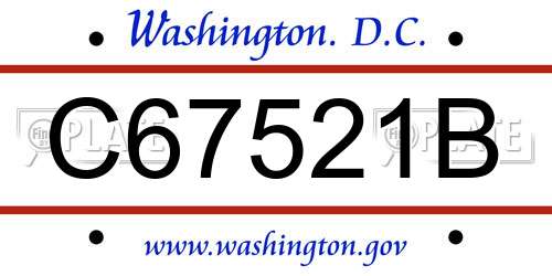 C67521B District Of Columbia License Plate