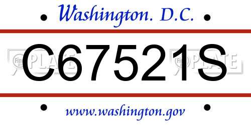 C67521S District Of Columbia License Plate