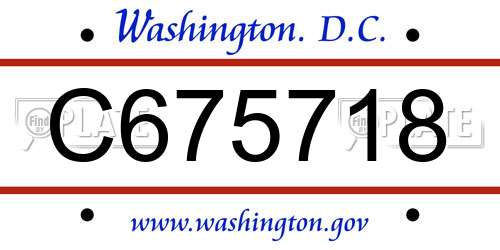 C675718 District Of Columbia License Plate