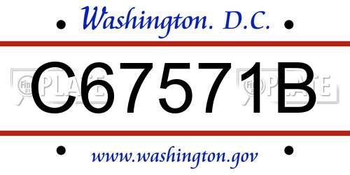C67571B District Of Columbia License Plate