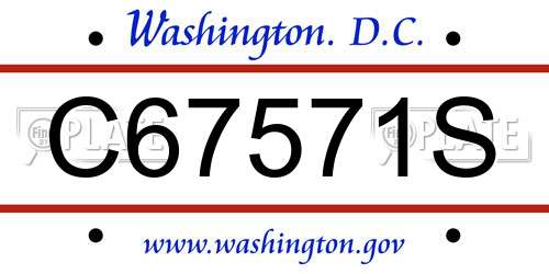C67571S District Of Columbia License Plate