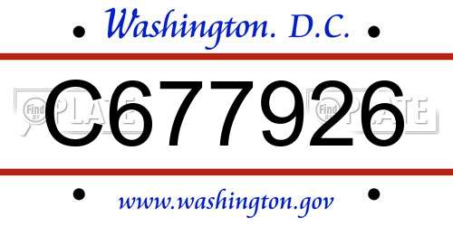 C677926 District Of Columbia License Plate