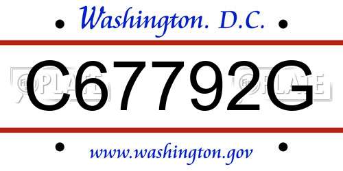 C67792G District Of Columbia License Plate