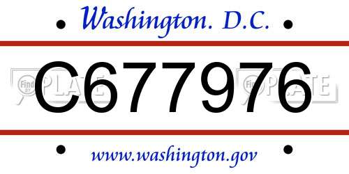 C677976 District Of Columbia License Plate