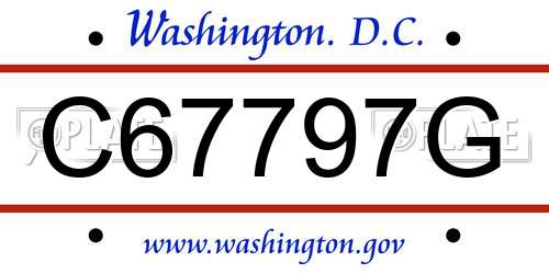 C67797G District Of Columbia License Plate
