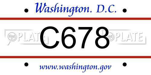 C678 District Of Columbia License Plate