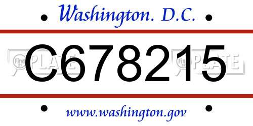 C678215 District Of Columbia License Plate
