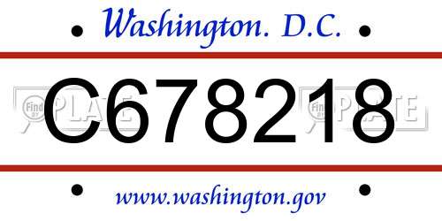 C678218 District Of Columbia License Plate
