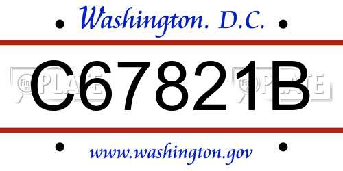 C67821B District Of Columbia License Plate