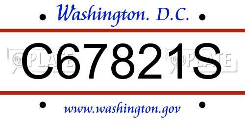 C67821S District Of Columbia License Plate
