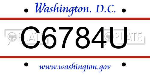 C6784U District Of Columbia License Plate