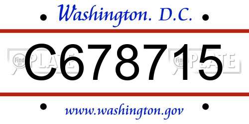 C678715 District Of Columbia License Plate