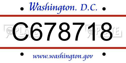 C678718 District Of Columbia License Plate