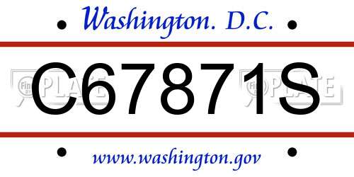 C67871S District Of Columbia License Plate