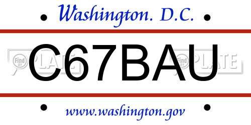 C67BAU District Of Columbia License Plate
