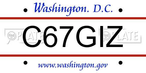 C67GIZ District Of Columbia License Plate