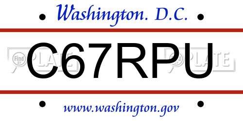 C67RPU District Of Columbia License Plate
