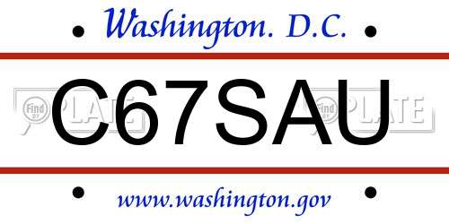 C67SAU District Of Columbia License Plate