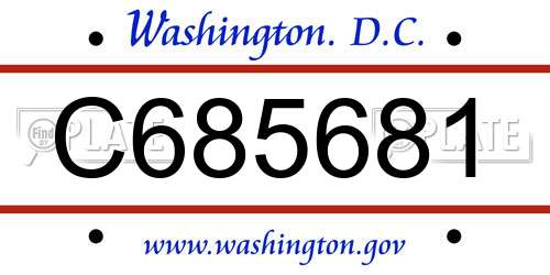 C685681 District Of Columbia License Plate