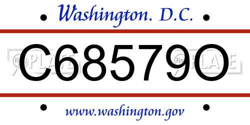 C68579O District Of Columbia License Plate