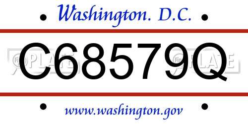 C68579Q District Of Columbia License Plate