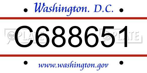 C688651 District Of Columbia License Plate