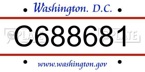 C688681 District Of Columbia License Plate