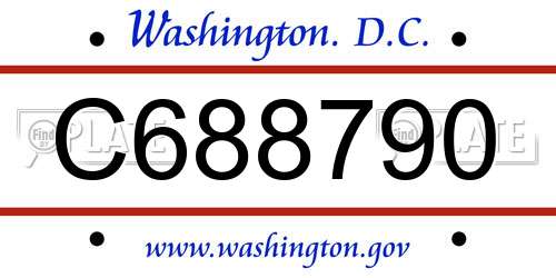 C688790 District Of Columbia License Plate