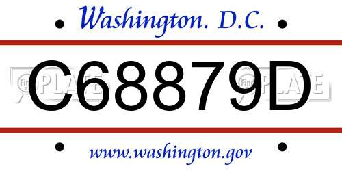 C68879D District Of Columbia License Plate