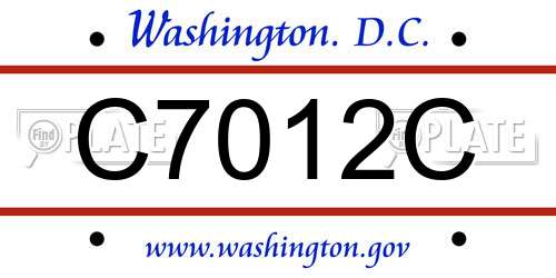 C7012C District Of Columbia License Plate