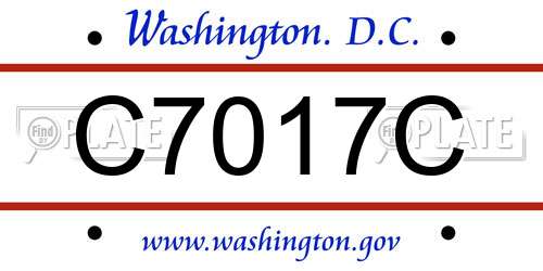 C7017C District Of Columbia License Plate