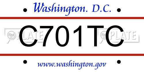 C701TC District Of Columbia License Plate
