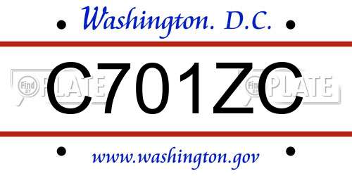 C701ZC District Of Columbia License Plate