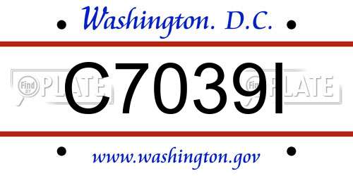 C7039I District Of Columbia License Plate