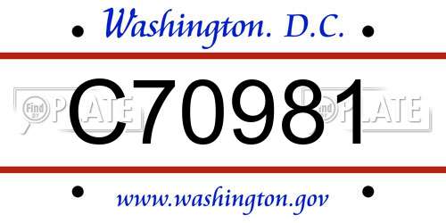C70981 District Of Columbia License Plate