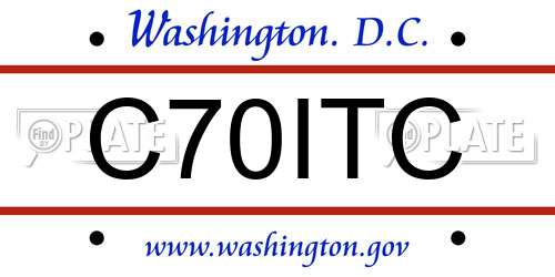 C70ITC District Of Columbia License Plate