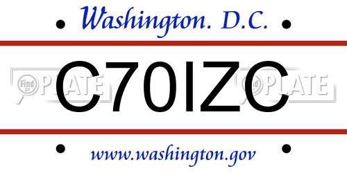 C70IZC District Of Columbia License Plate