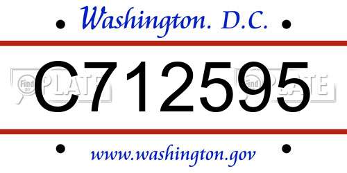 C712595 District Of Columbia License Plate