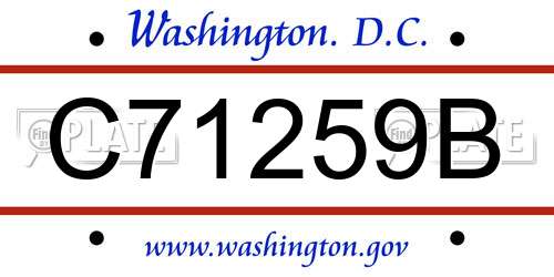 C71259B District Of Columbia License Plate