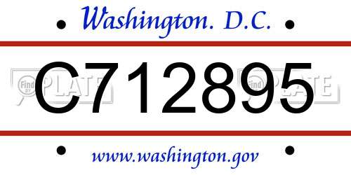 C712895 District Of Columbia License Plate