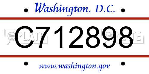 C712898 District Of Columbia License Plate