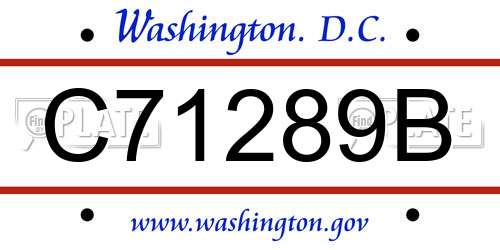 C71289B District Of Columbia License Plate