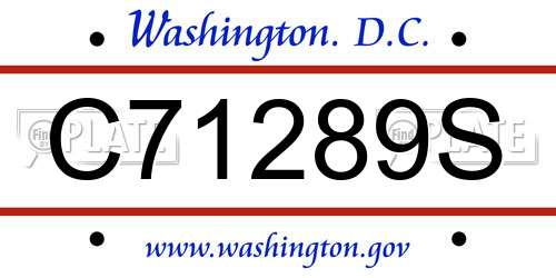 C71289S District Of Columbia License Plate