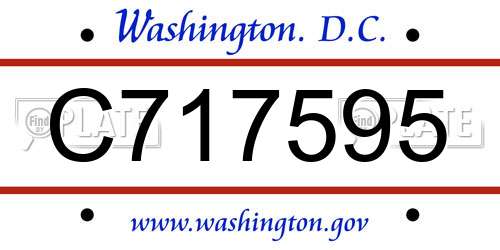C717595 District Of Columbia License Plate