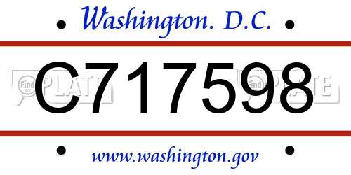 C717598 District Of Columbia License Plate