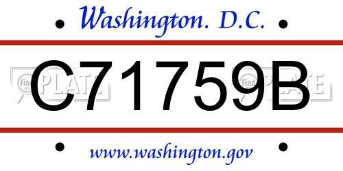 C71759B District Of Columbia License Plate