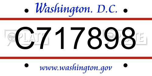 C717898 District Of Columbia License Plate
