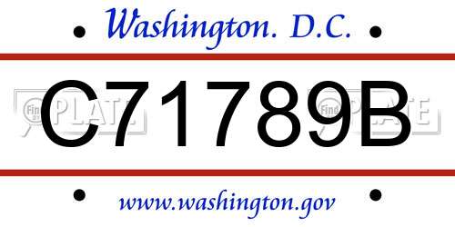 C71789B District Of Columbia License Plate